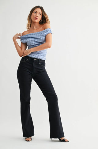 Dark Wash Scissor Cut Flare Jeans