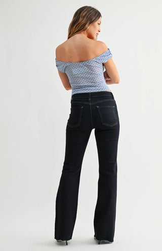 Dark Wash Scissor Cut Flare Jeans