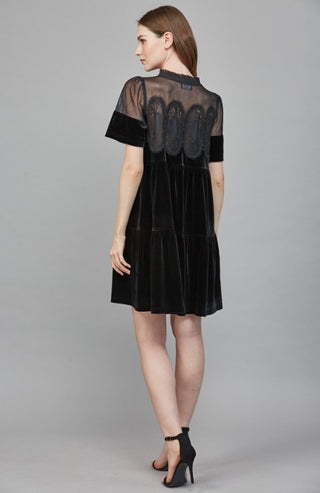 Velvet Mesh Applique Dress