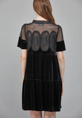 Velvet Mesh Applique Dress