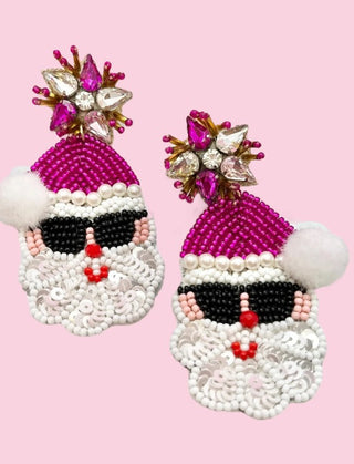 Pink Santa Statement Earrings