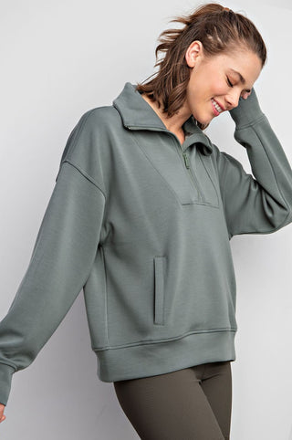 Sage Green Quarter Zip Pullover
