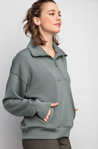 Sage Green Quarter Zip Pullover