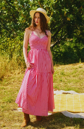 Red and White Gingham Maxi