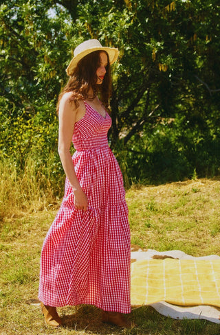 Red and White Gingham Maxi