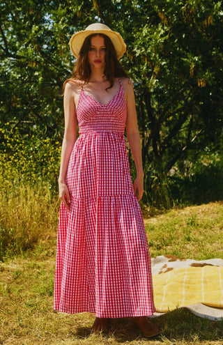 Red and White Gingham Maxi