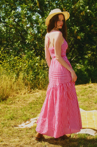 Red and White Gingham Maxi
