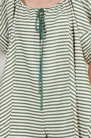 Green Stripe Romper