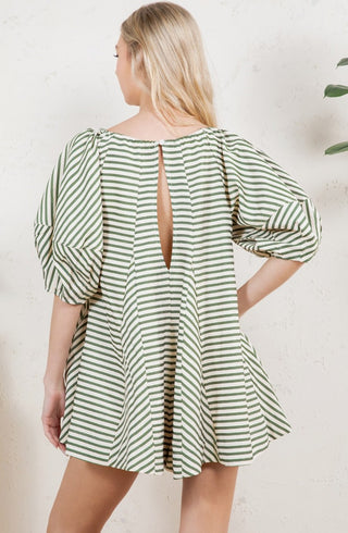Green Stripe Romper