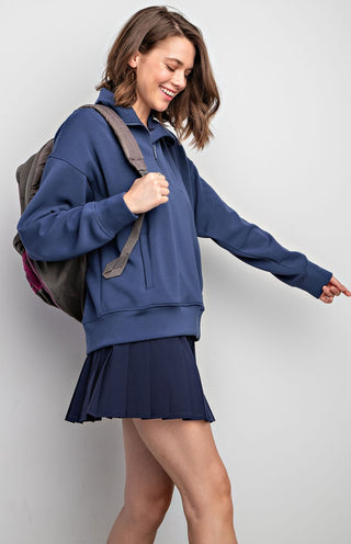 Smoky Navy Quarter Zip Pullover