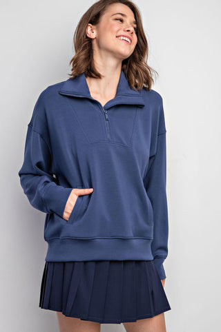 Smoky Navy Quarter Zip Pullover