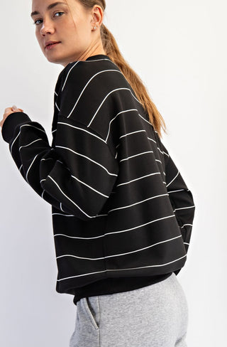 Black and White Stripe Long Sleeve/Skirt Set