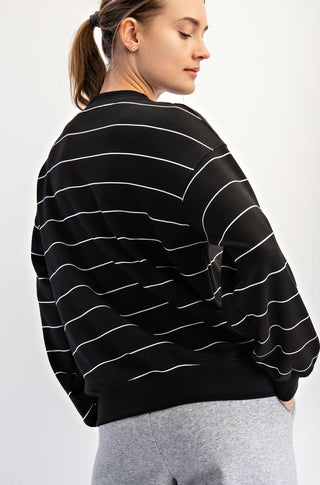 Black and White Stripe Long Sleeve/Skirt Set