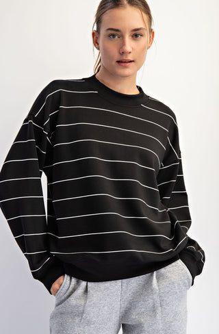 Black and White Stripe Long Sleeve/Skirt Set