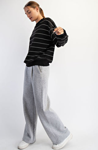 Black and White Stripe Long Sleeve/Skirt Set