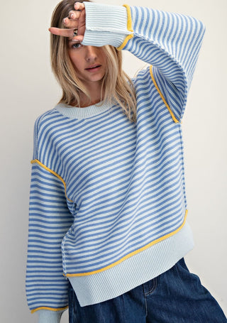 Blue Stripe Oversize Sweater