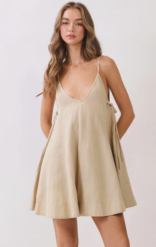 Strappy Side Linen Cotton Romper