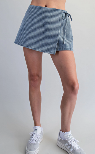 Denim Striped Skort