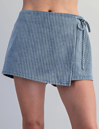 Denim Striped Skort