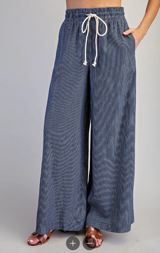 Pinstripe Wide Leg Jeans