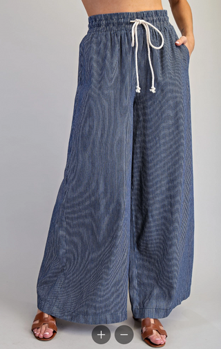 Pinstripe Wide Leg Jeans