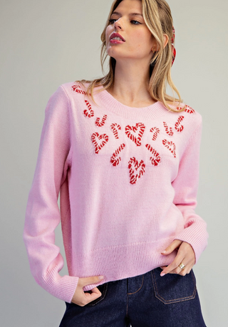 Candy Cane Heart Sweater