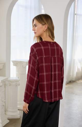 Twist Front Lurex Plaid Shirt