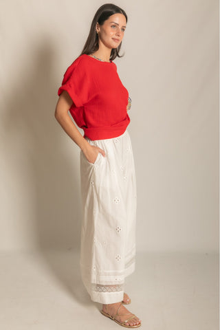 3-Ply Cotton Gauze Capped Sleeve Top