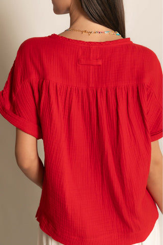 3-Ply Cotton Gauze Capped Sleeve Top