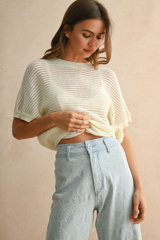 Cream Cotton Knit Top