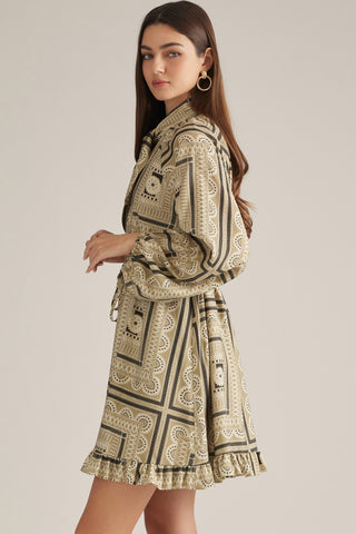 Long Sleeve Geo Print Dress