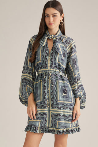 Long Sleeve Geo Print Dress