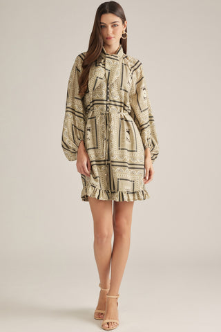 Long Sleeve Geo Print Dress