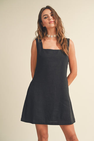 Linen Square Neck Dress