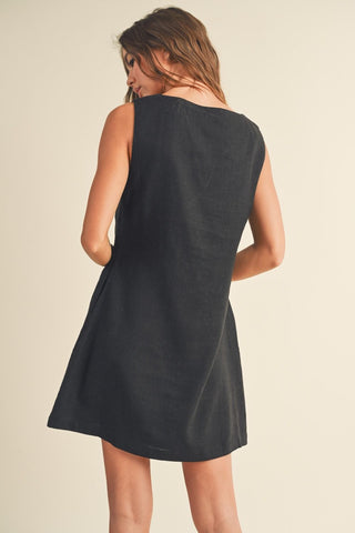 Linen Square Neck Dress