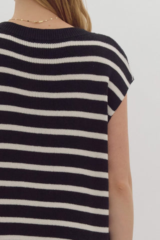Black and White Strip Sweater Dress