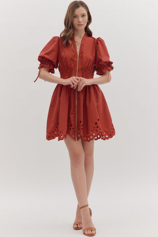 Burgundy Tie Sleeve Dress