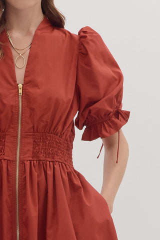 Burgundy Tie Sleeve Dress