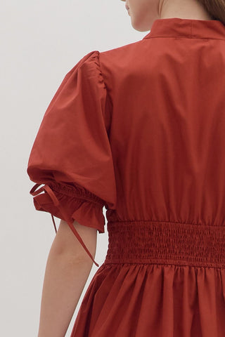 Burgundy Tie Sleeve Dress