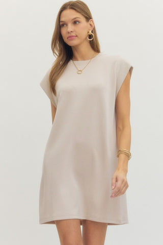 Almond Cap Sleeve Mini Dress