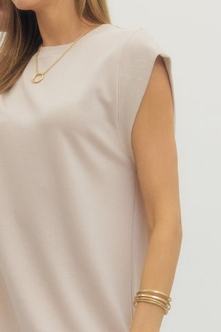 Almond Cap Sleeve Mini Dress