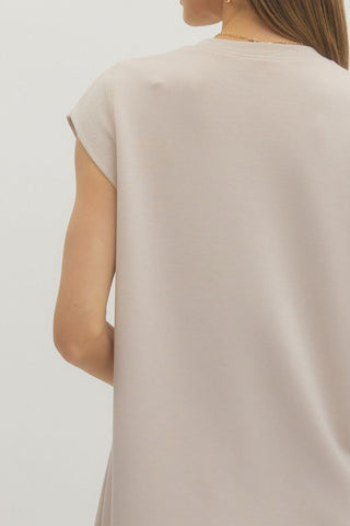 Almond Cap Sleeve Mini Dress