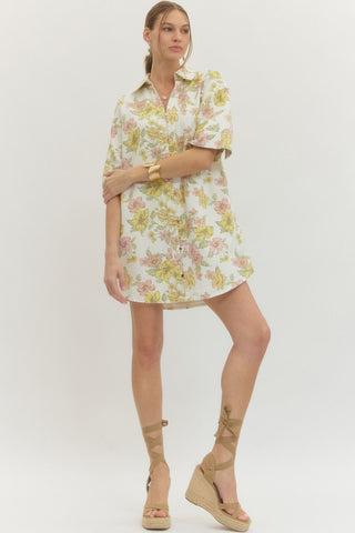 Floral Mini Shirt Dress