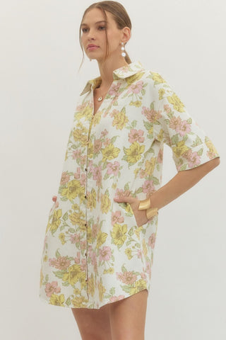 Floral Mini Shirt Dress