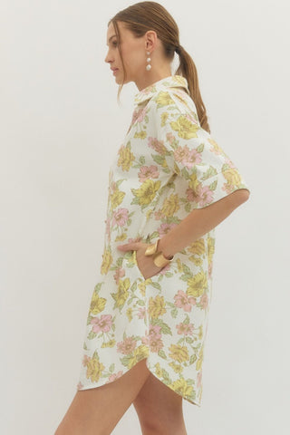 Floral Mini Shirt Dress