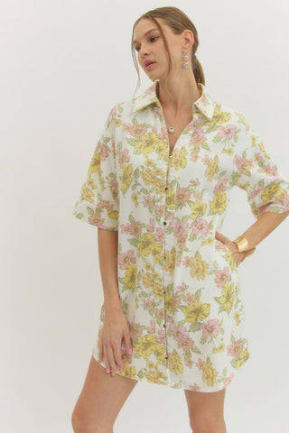 Floral Mini Shirt Dress
