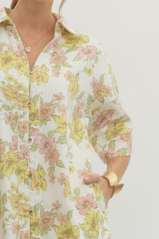 Floral Mini Shirt Dress