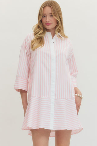 Quarter Sleeve Length Stripe Dress