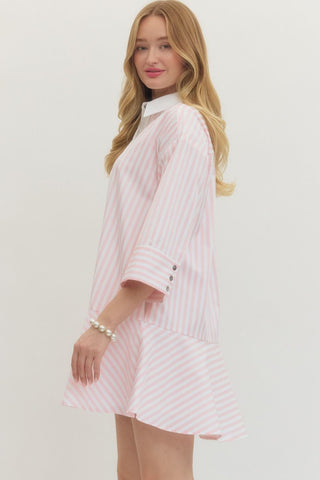 Quarter Sleeve Length Stripe Dress