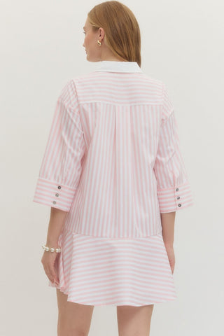 Quarter Sleeve Length Stripe Dress